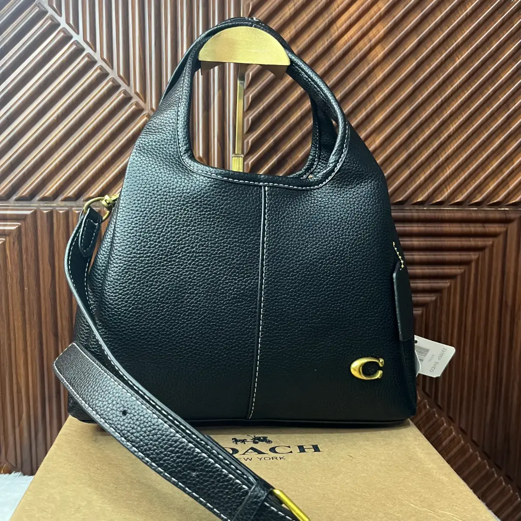 COACH Bolsa Shoulder Hobo Negra Costura Blanca