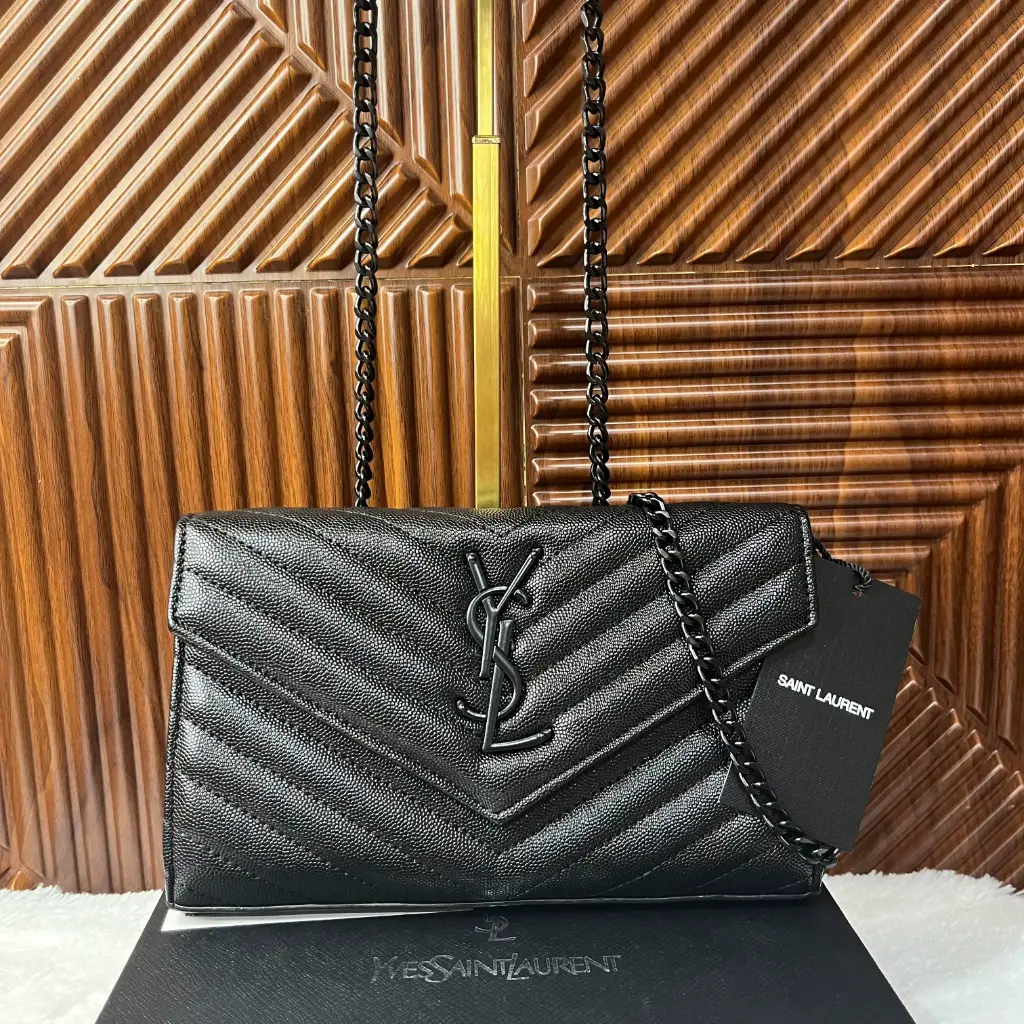 YSL Bolsa Envelope Crossbody Negra c/Negro