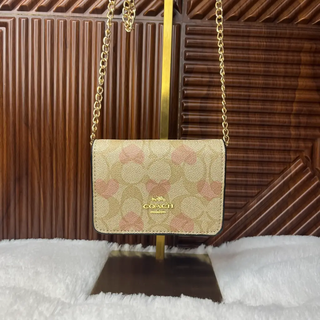 COACH Bolsa Mini Crossbody Corazones Beige