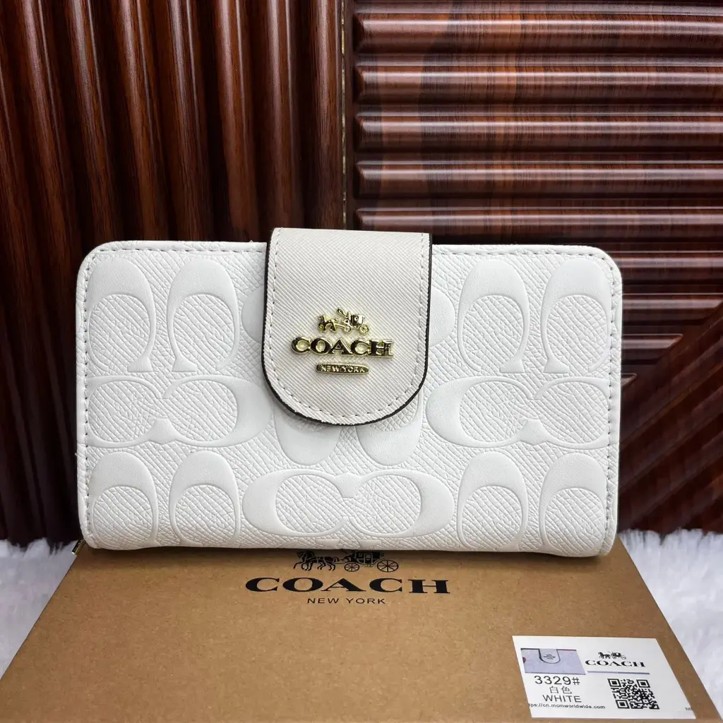 COACH Cartera Mediana Para Dama Relieve Blanco
