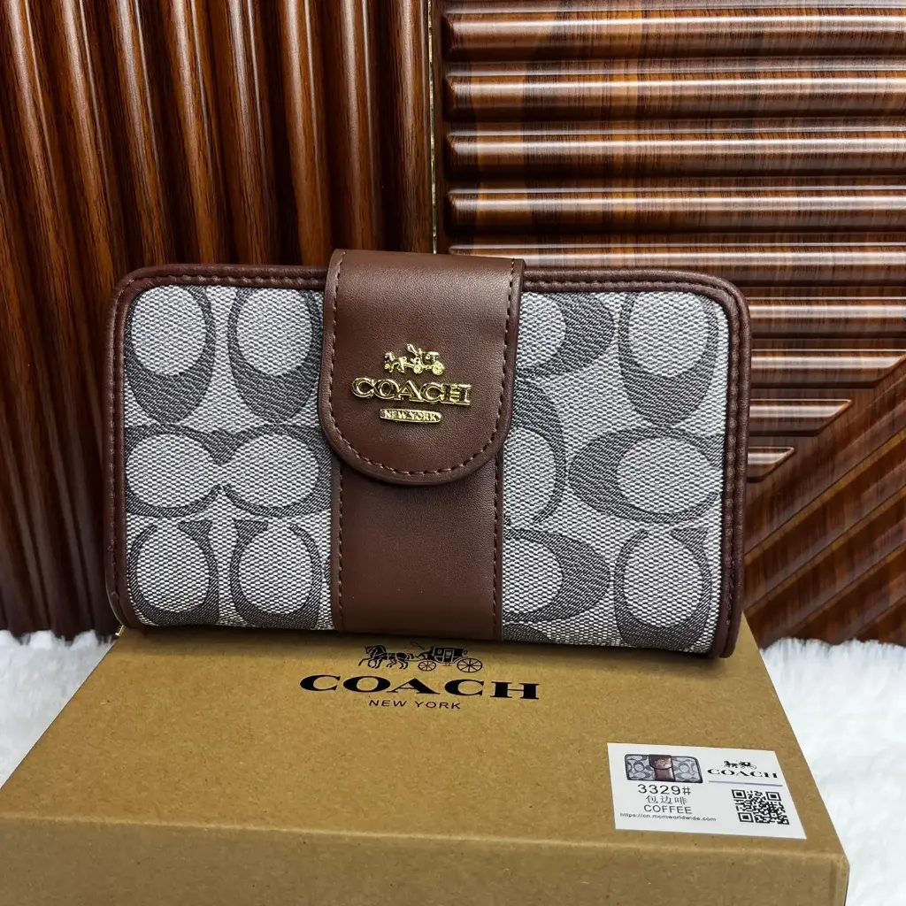 COACH Cartera Mediana Para Dama Color Café Holograma