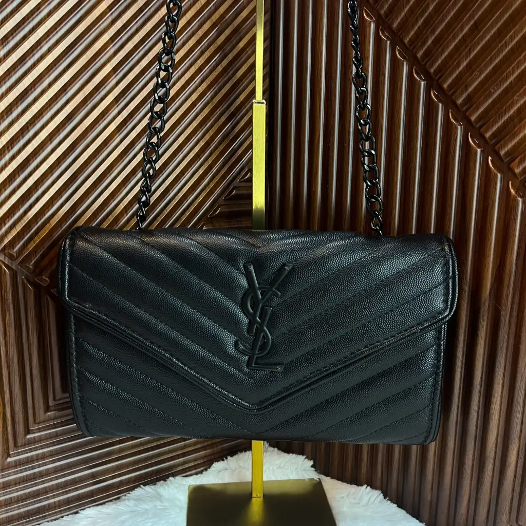 YSL Bolsa Envelope Crossbody y Hombro Negra c/Negro