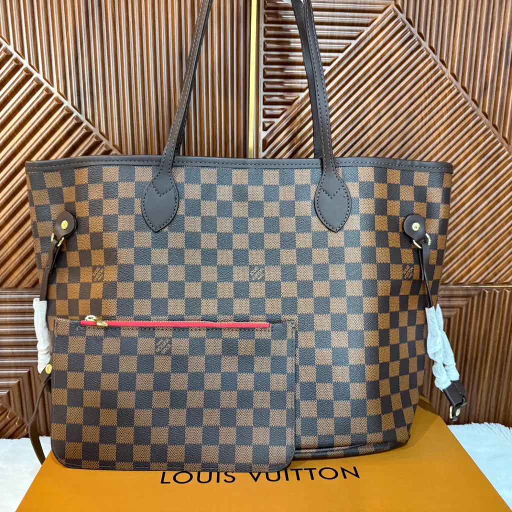 LV Bolsa Tote Neverfull Holograma Café 