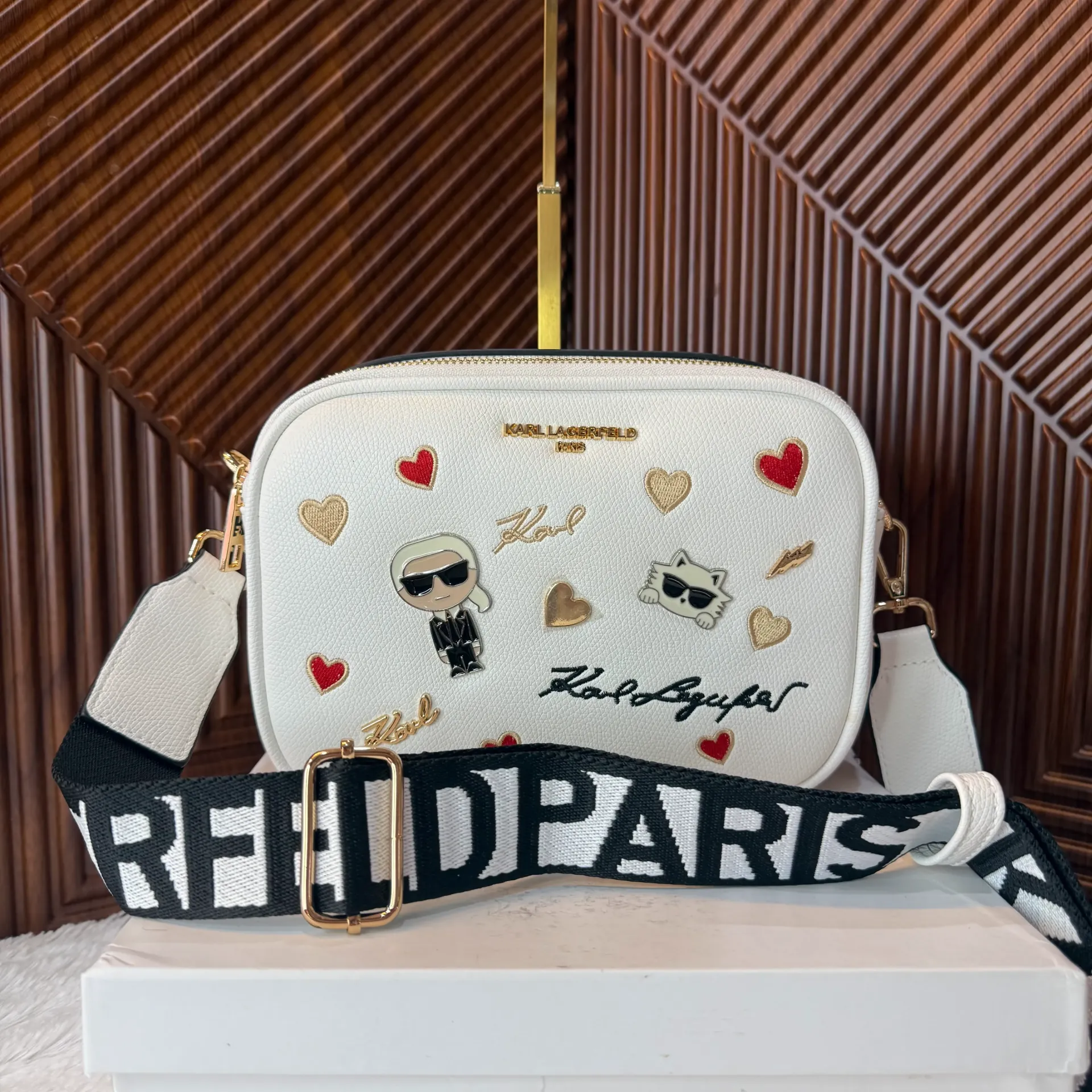 KARL LAGERFELD Bolsa Crossbody Maybelle Pins Blanca