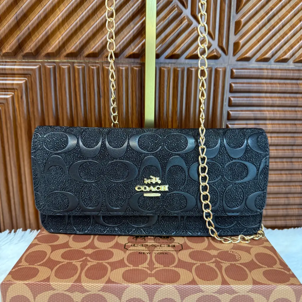 COACH Cartera Crossbody Negra Relieves