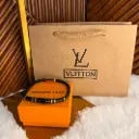 LV Pulsera de Cuero Trenzado Negra c/Dorado Rosa