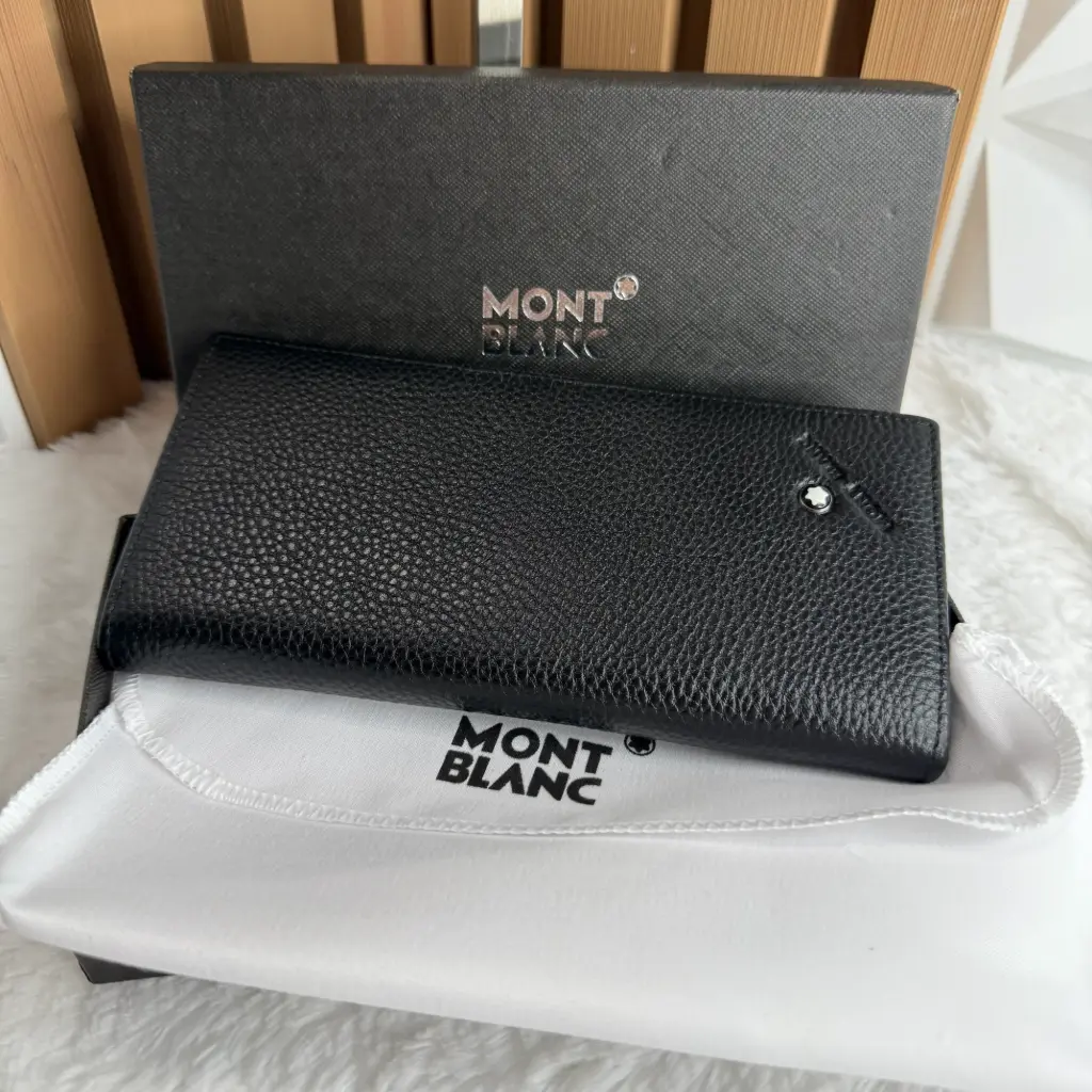 MONT BLANC Tarjetero Cartera Grande Negro