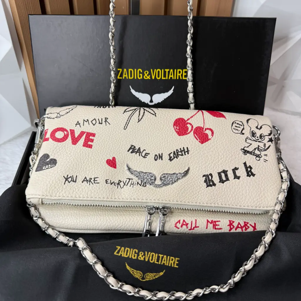 ZADIG & VOLTAIRE Bolsa Rock Graffiti Blanca