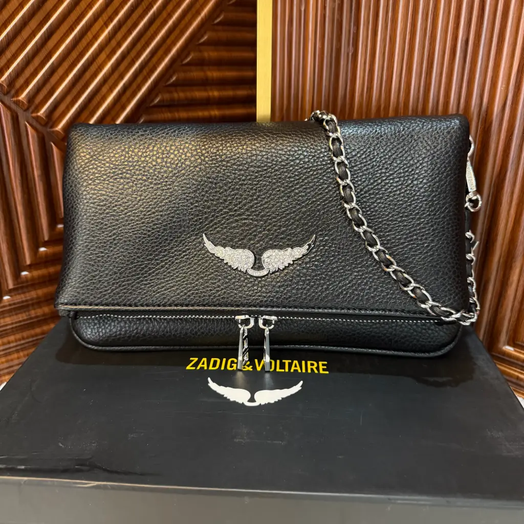 ZADIG & VOLTAIRE Bolsa Rock Swing Negra c/plateado