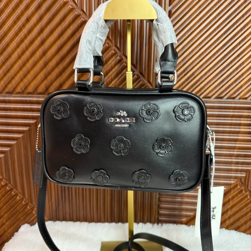 COACH Bolsa Satchel Negra Floral