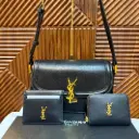 YSL Bolsa Combo Set c/Cartera y Tarjetero Negro