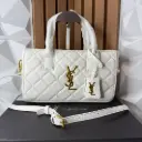 YSL Bolsa de Mano Crossbody Acolchonada Blanca