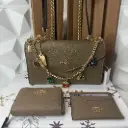 COACH Set Bolsa Sobre con Carteras Café Capuchino