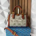 TORY BURCH Bolsa Mini Barrel T Monograma de Lona Café  Claro