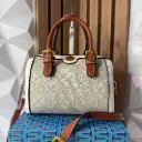 TORY BURCH Bolsa Mini Barrel T Monograma de Lona Beige