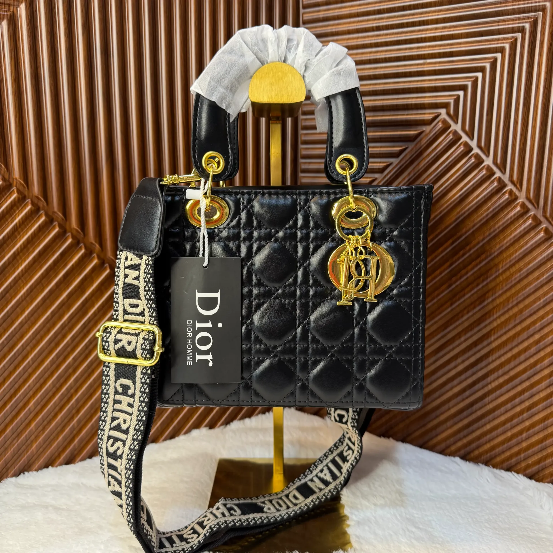 CHRISTIAN DIOR Bolsa Lady Negra c/Dorado