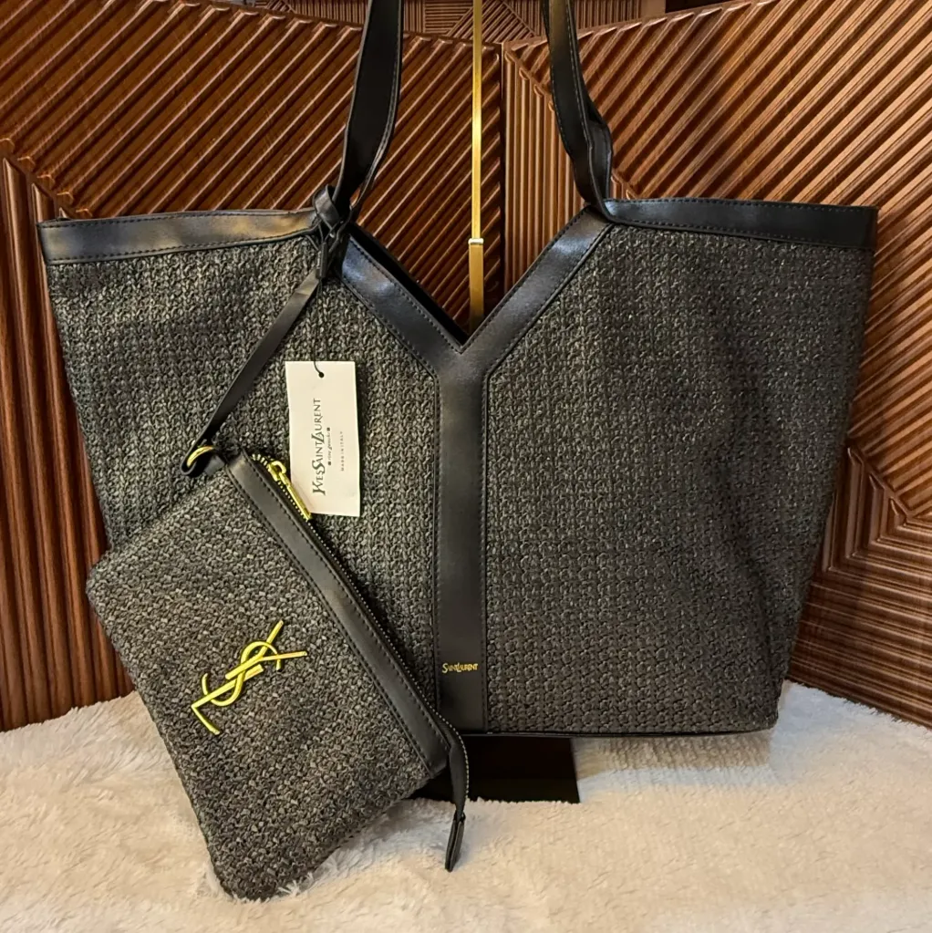 YSL Bolso Tote Rafia Negra