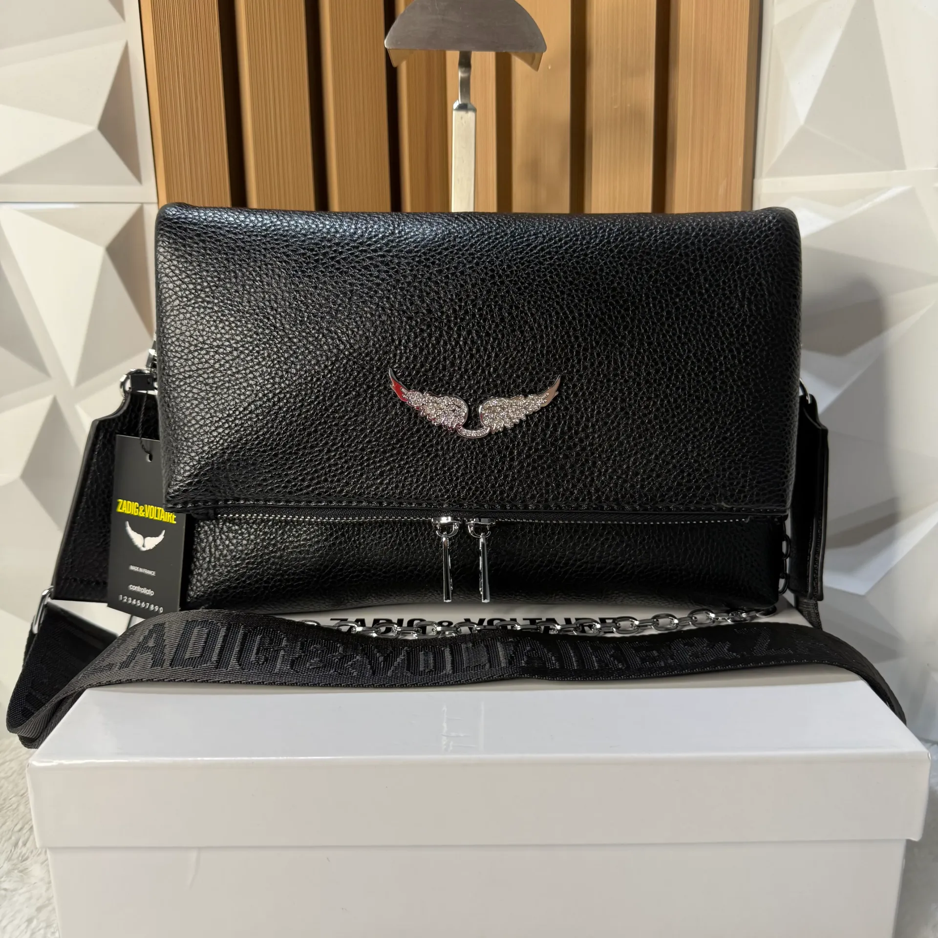 ZADIG & VOLTAIRE Bolsa Rock Swing Negra c/plata