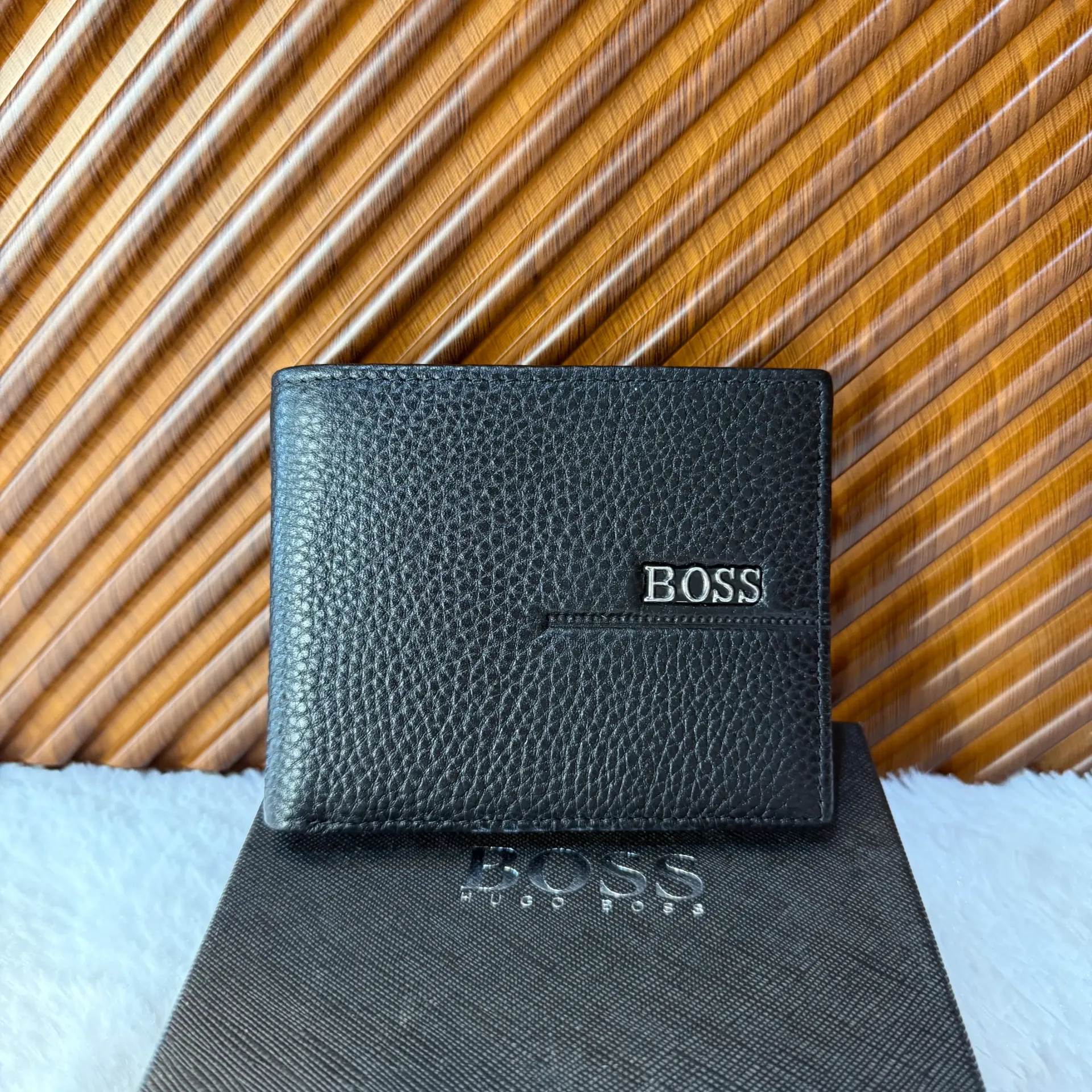 HUGO BOSS Cartera Plegable con Logo Negra
