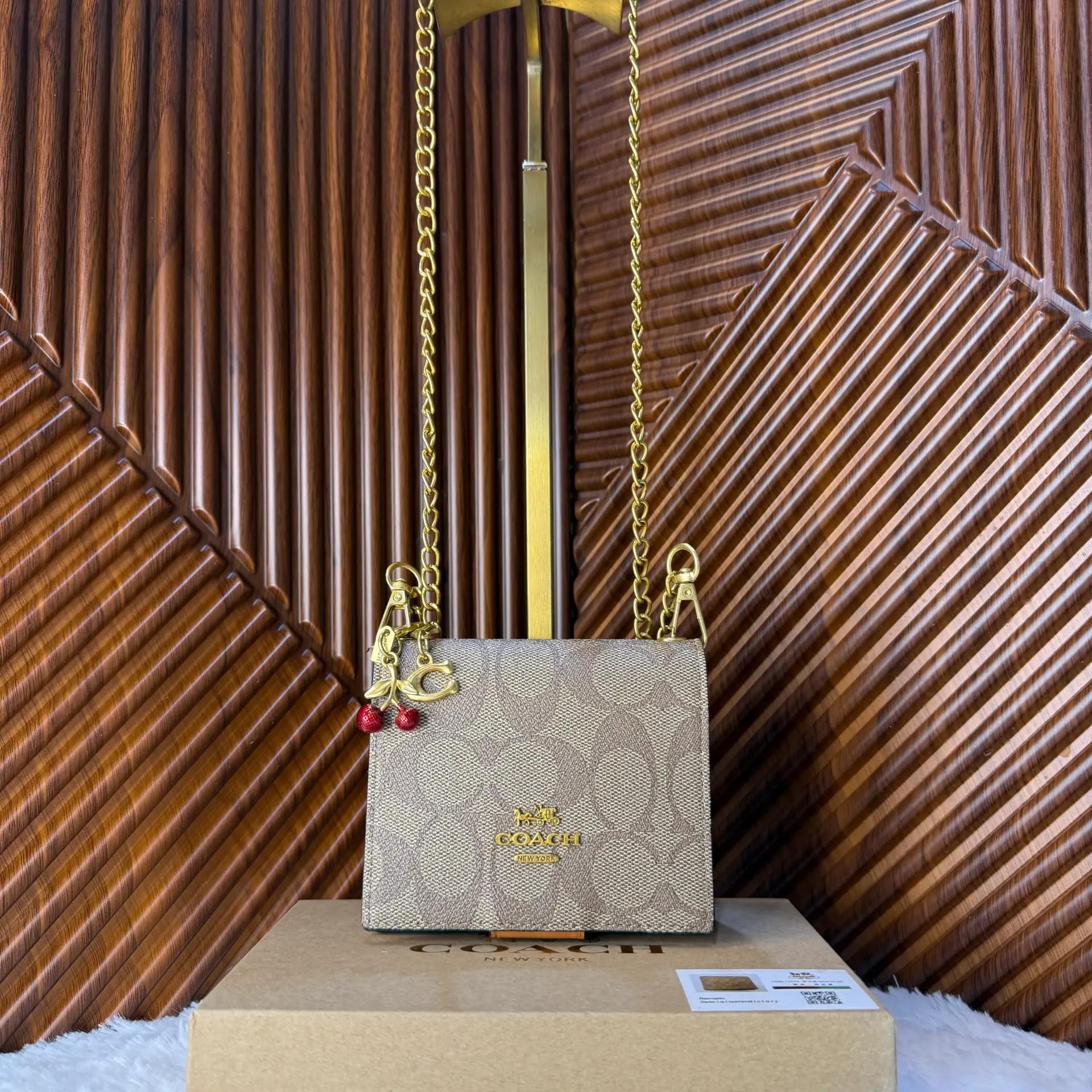 COACH Wallet Mini Crossbody Café Holograma