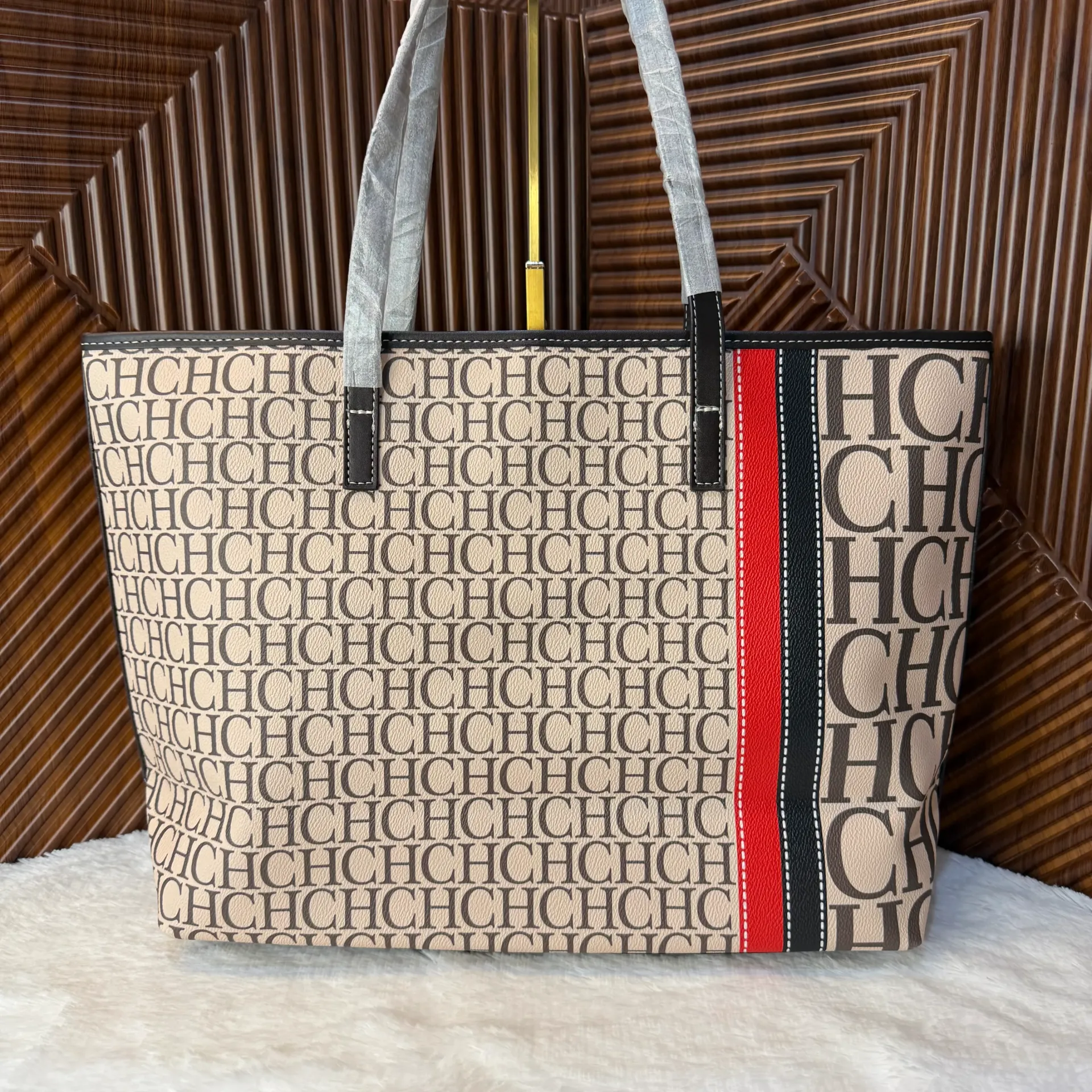 CAROLINA HERRERA Bolsa Shopping en canvas Caracas Blanca