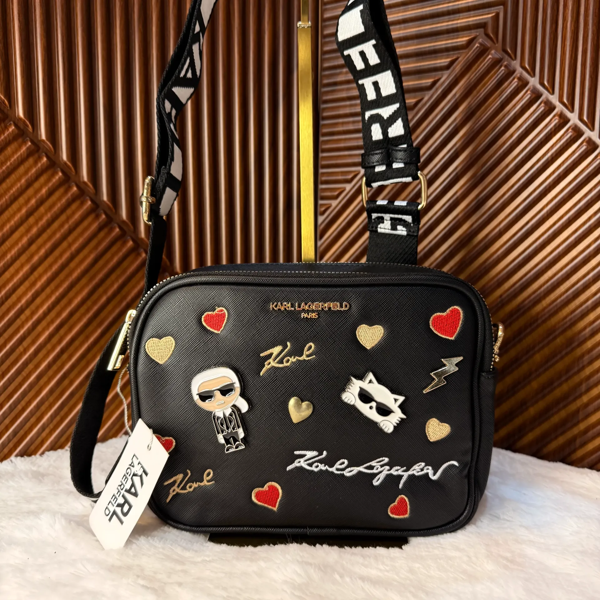 KARL LAGERFELD Bolsa Crossbody CH Maybelle Pins Negra