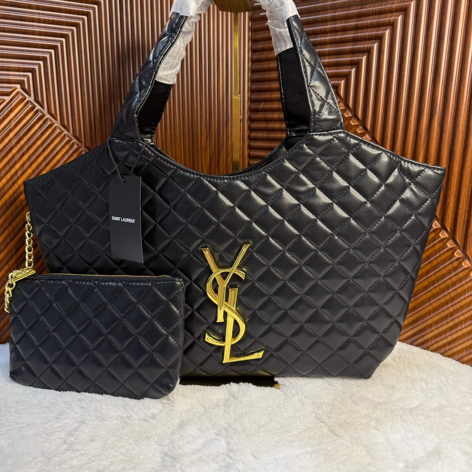 YSL Bolsa Shopping Icare Maxi Mediana Negra