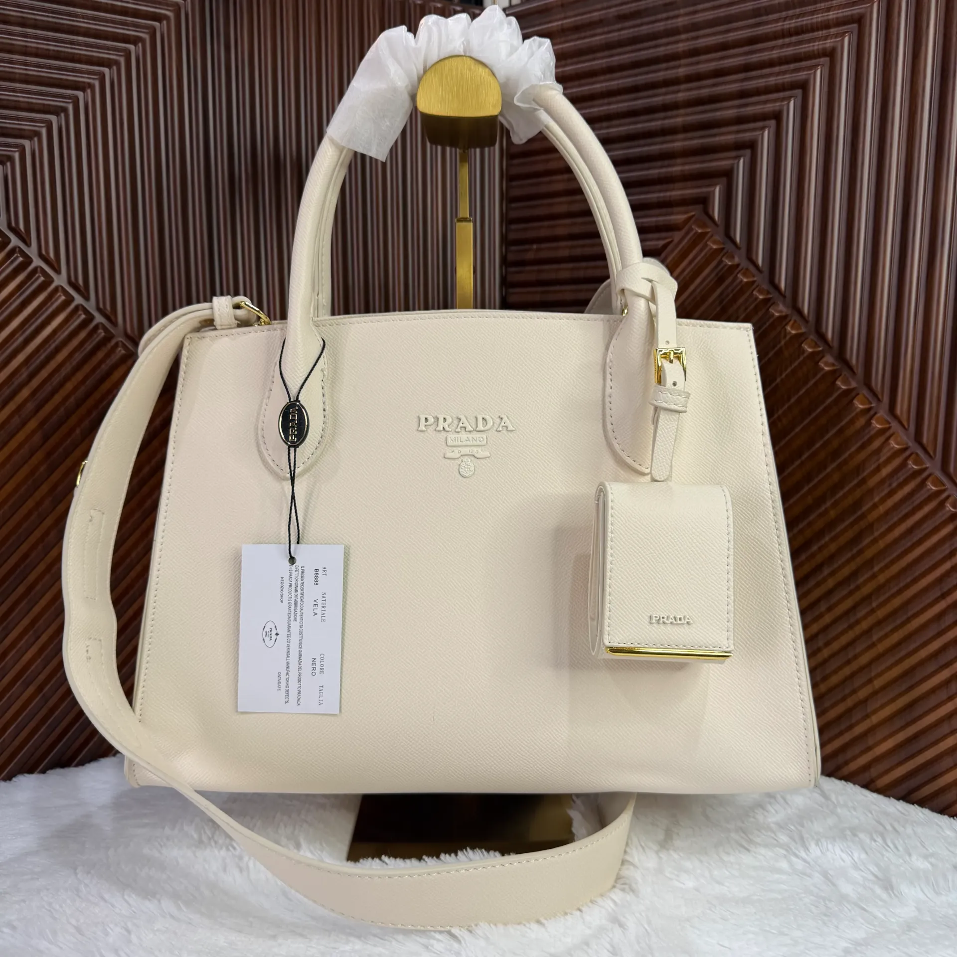 PRADA Bolsa Galleria Saffiano Blanca