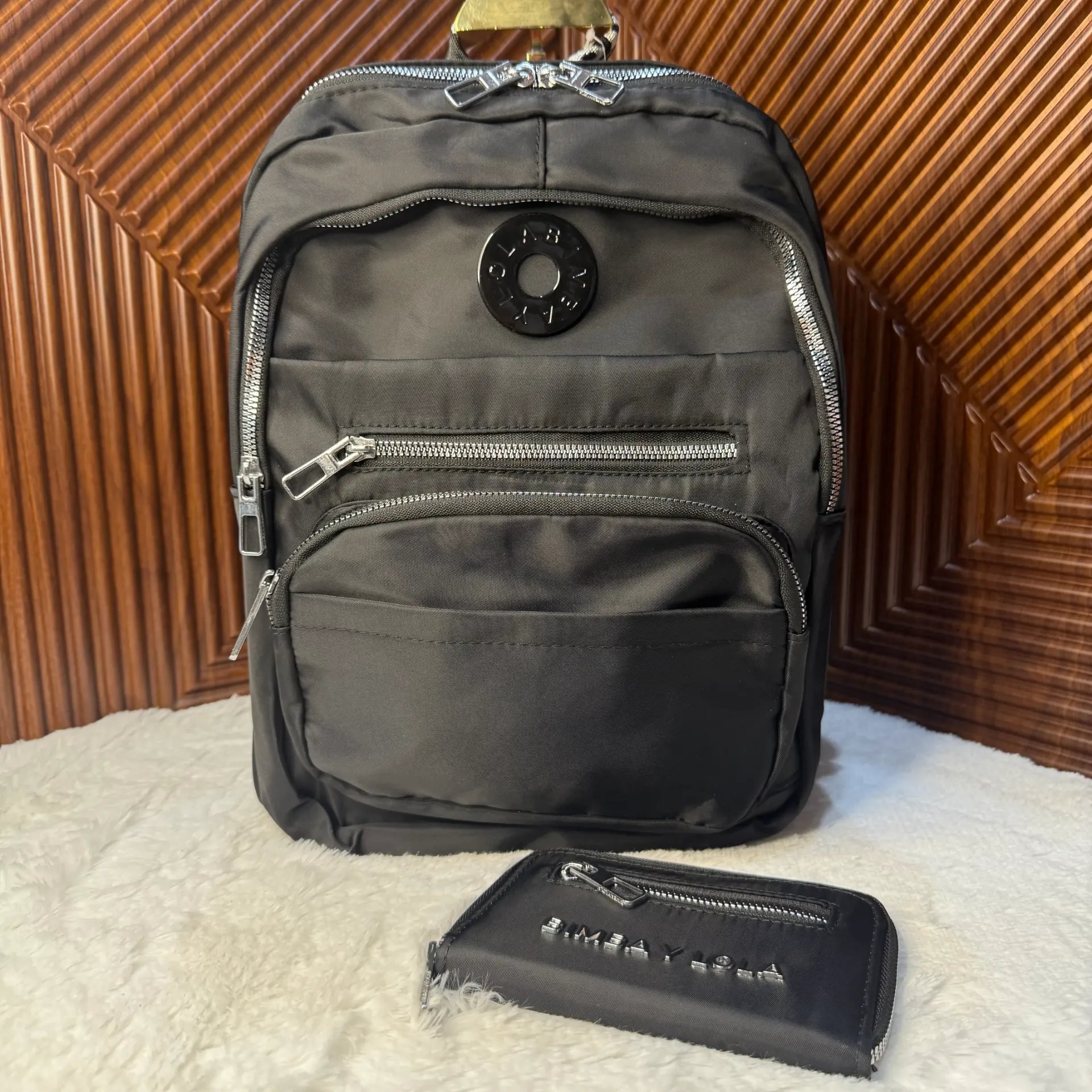 BIMBA Y LOLA Bolsa Mochila Negra c/Cartera