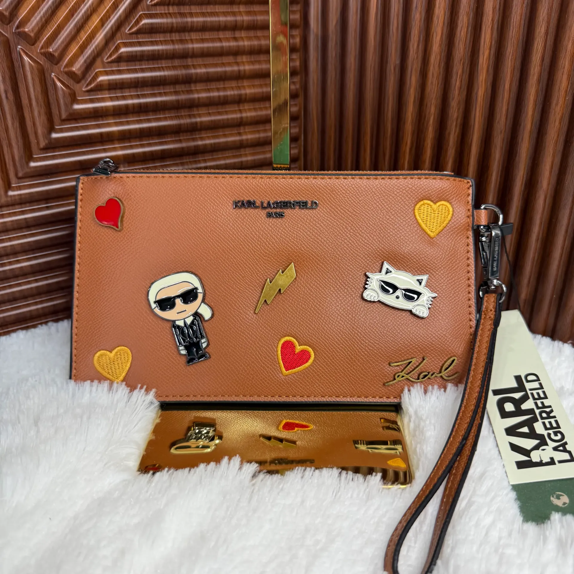 KARL LAGERFELD Cartera Muñequera Café