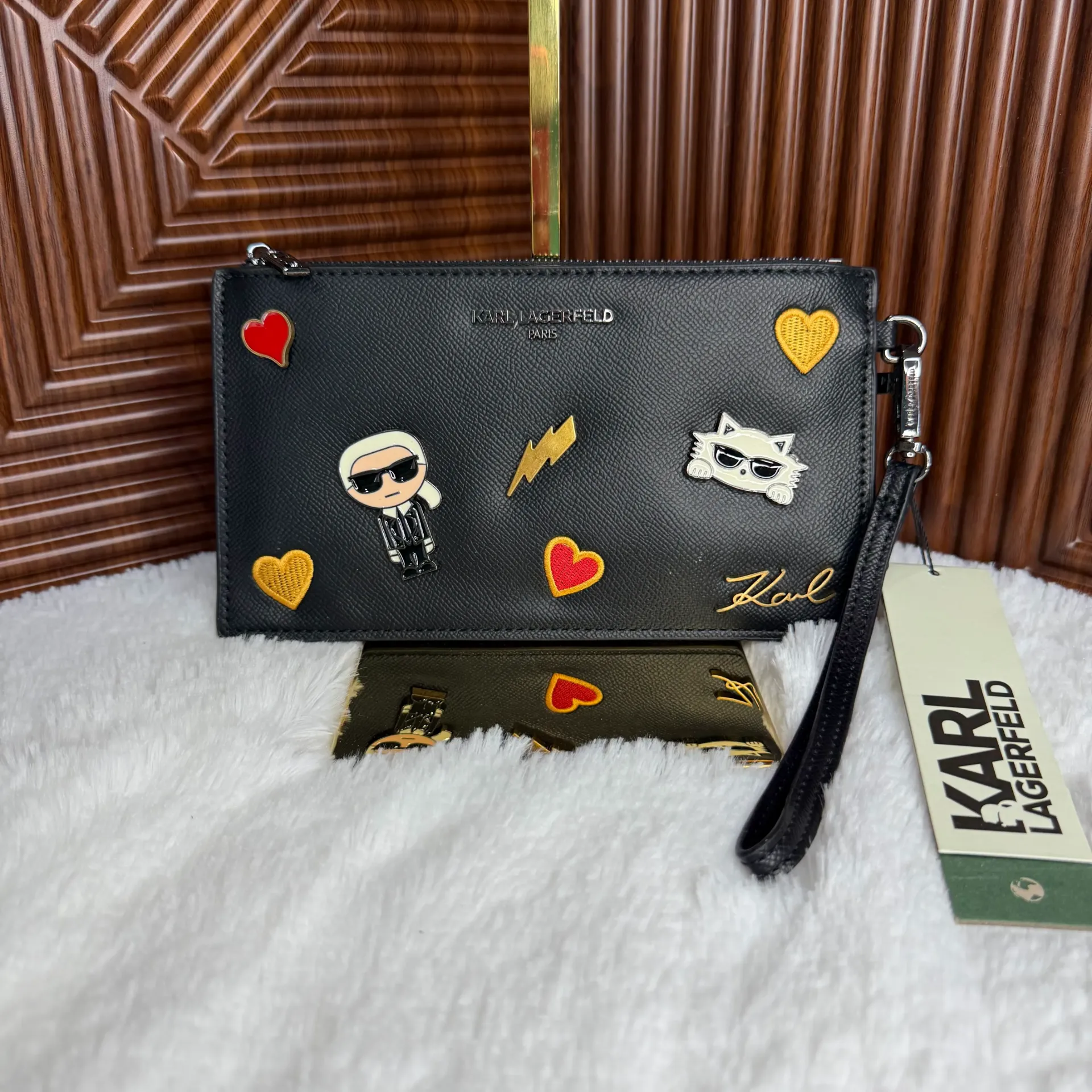 KARL LAGERFELD Cartera Muñequera Negra