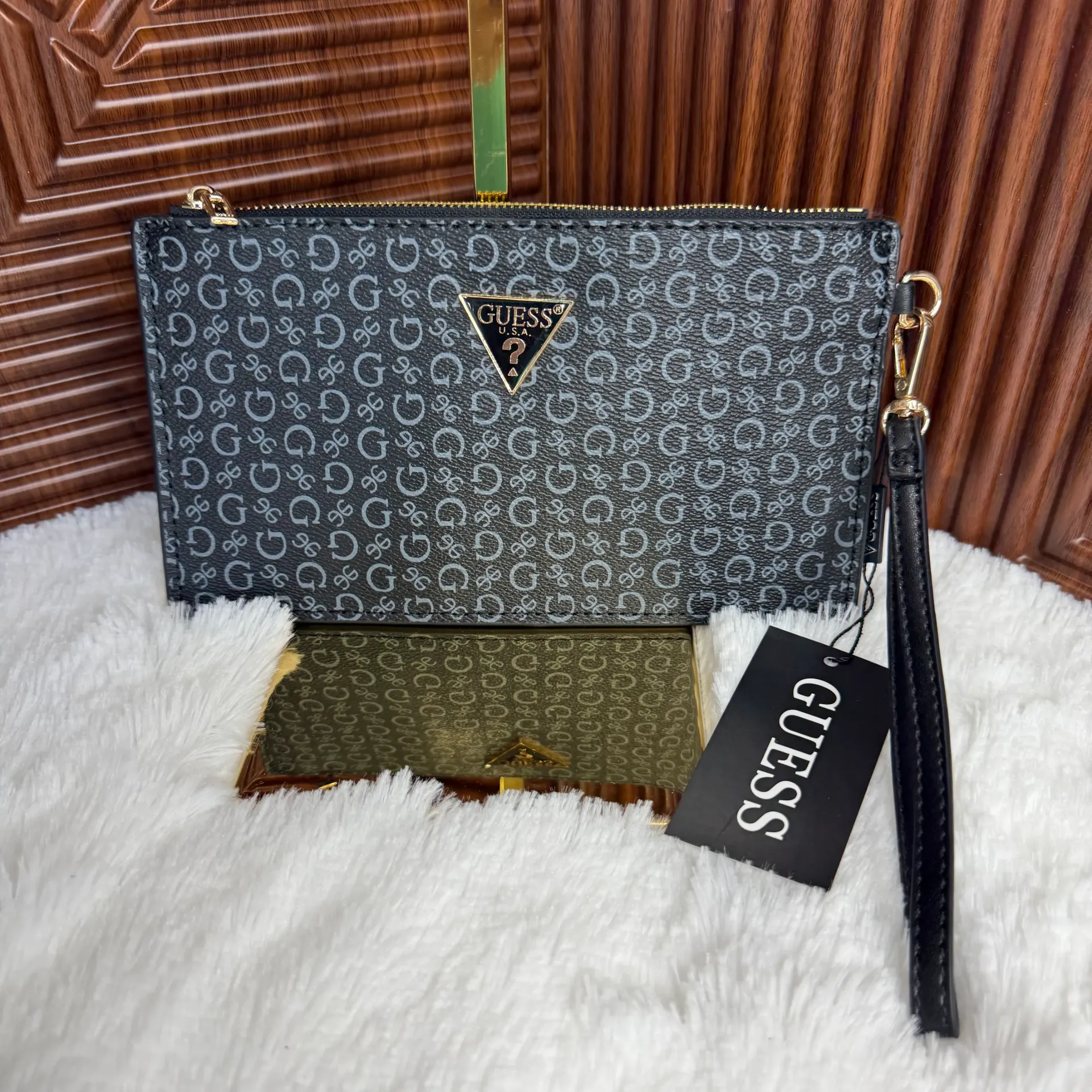 GUESS Cartera Muñequera Negra