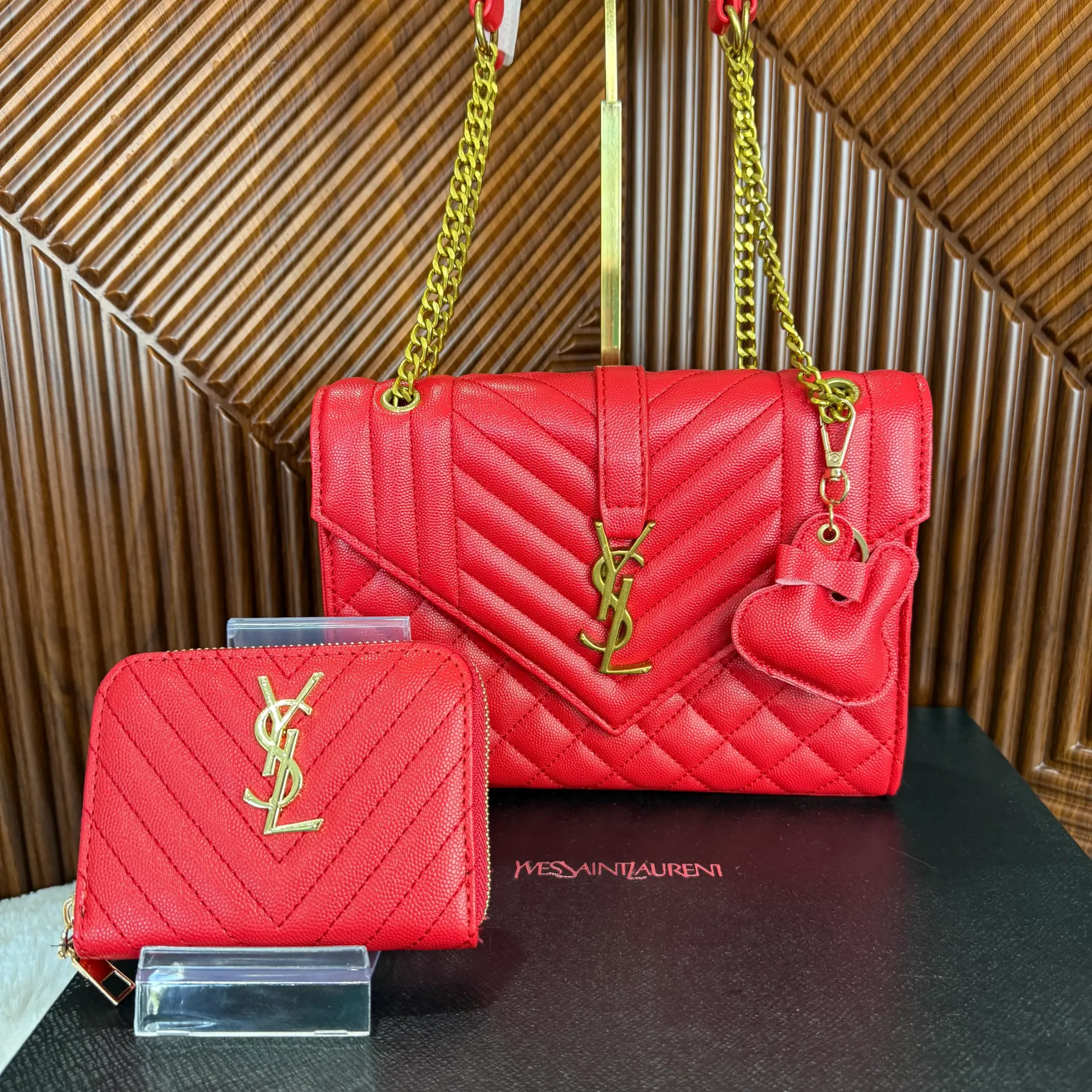 YSL Bolsa Combo Set c/Cartera Roja