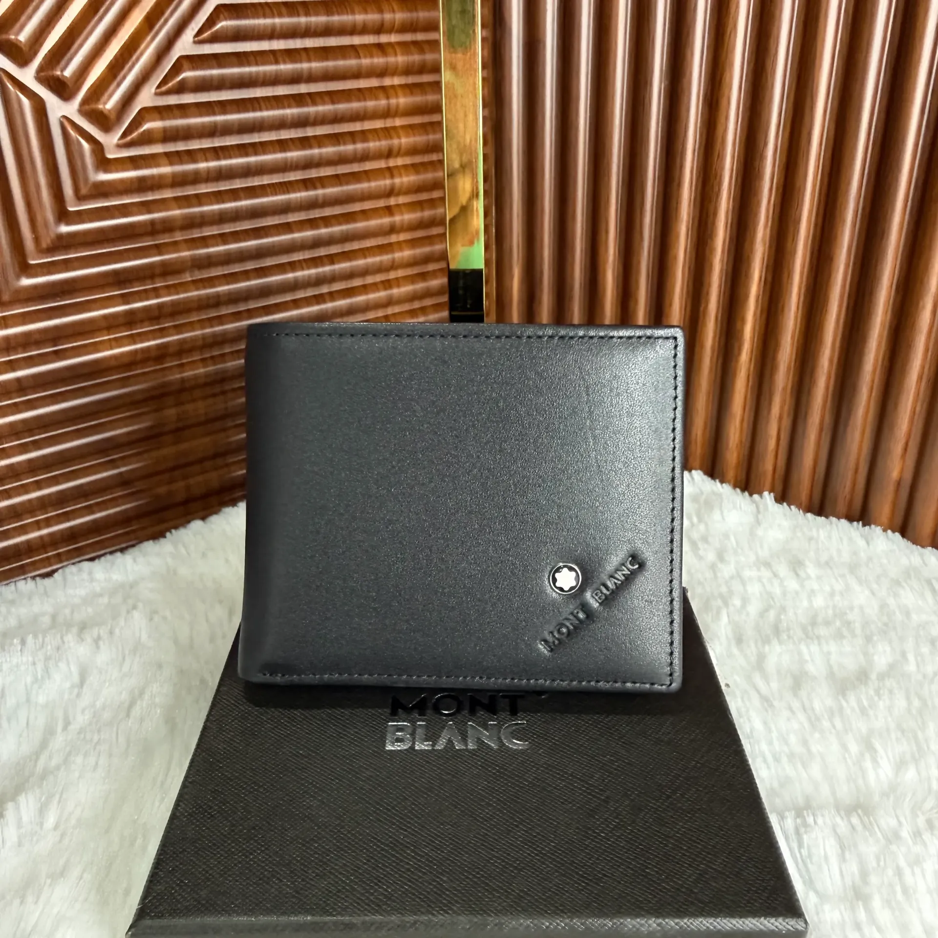 MONT BLANC Cartera Para Caballero Negra c/Logo en Esquina