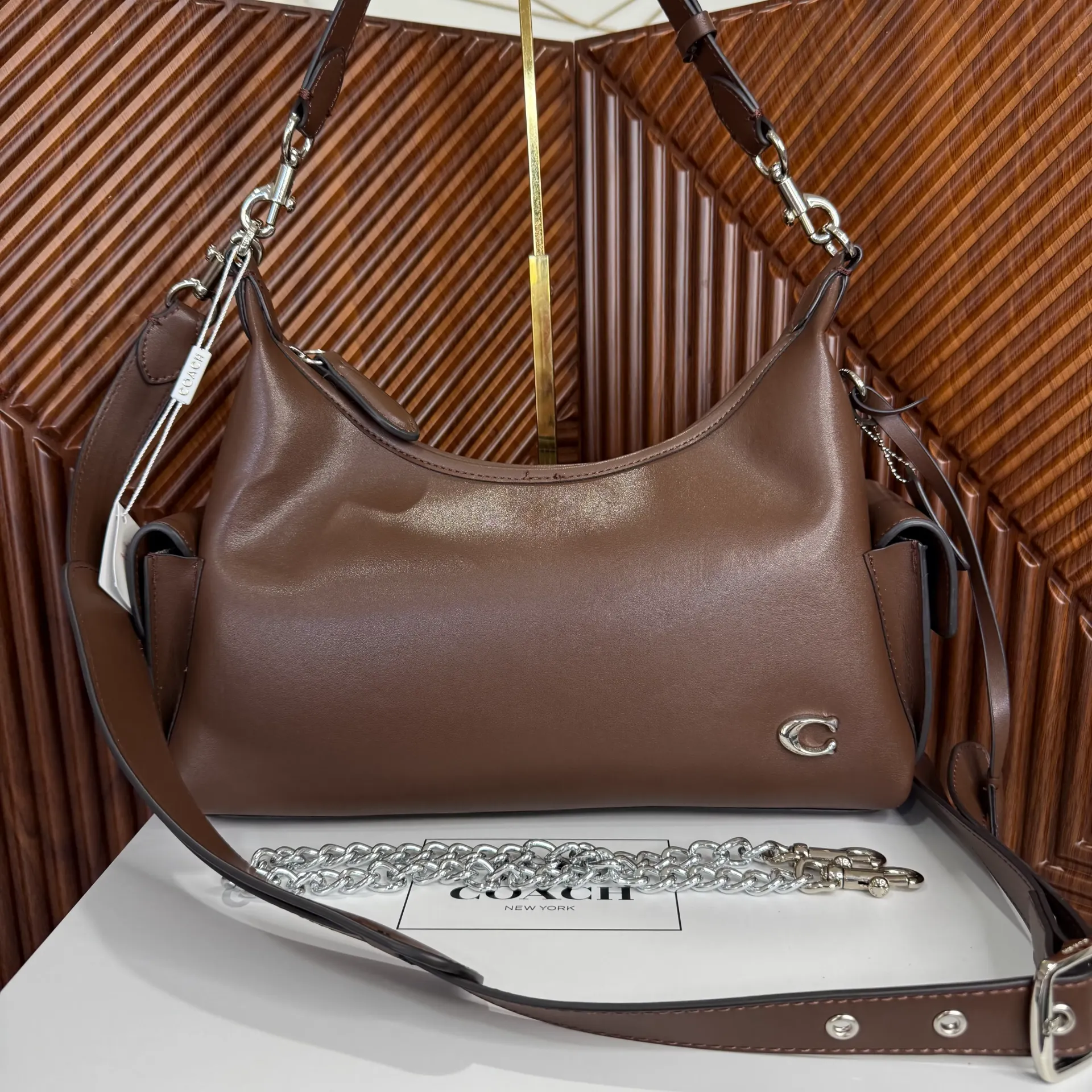 COACH Bolsa de Hombro Y Crossbody Chocolate