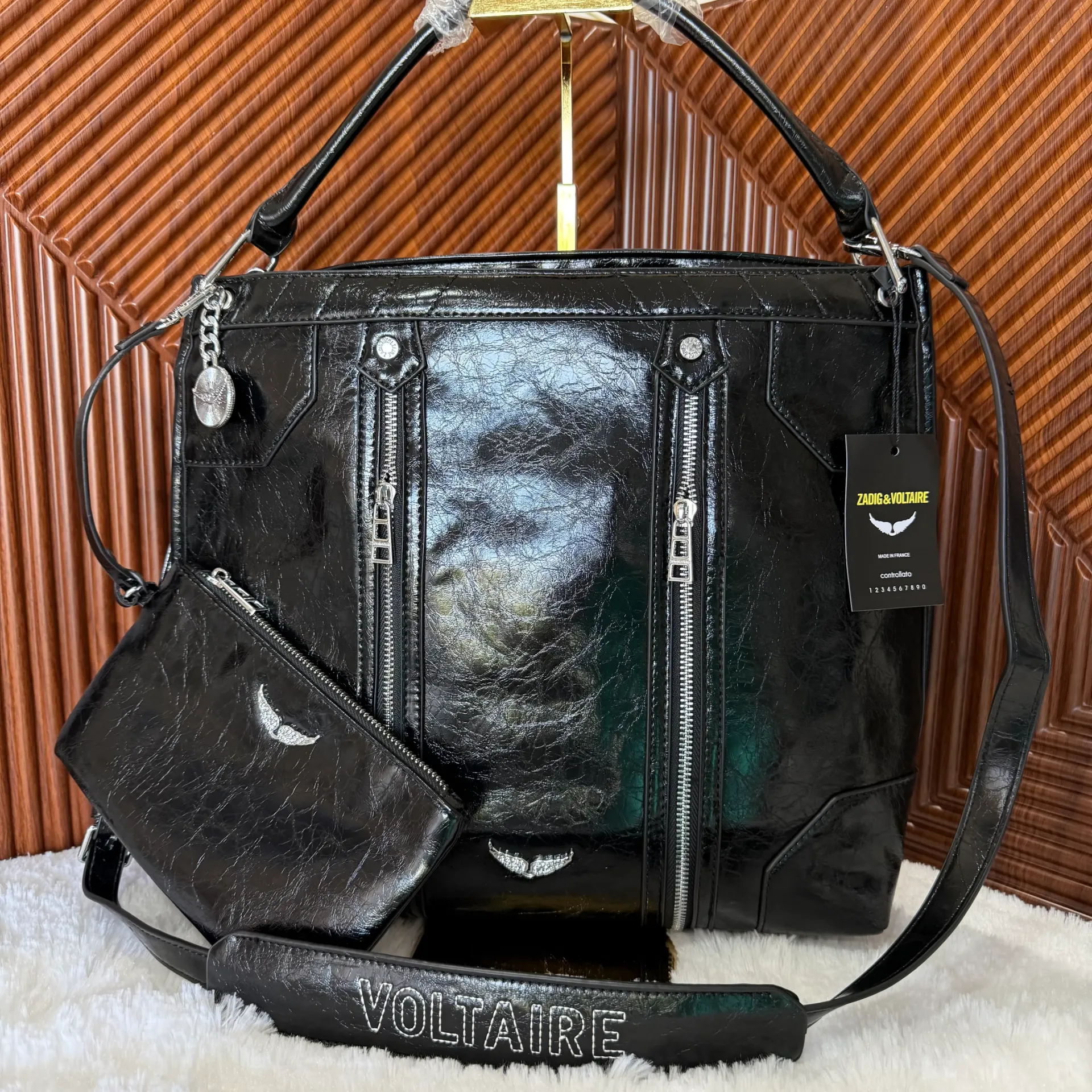ZADIG & VOLTAIRE Bolsa Grande de Hombro Negra c/Cartera