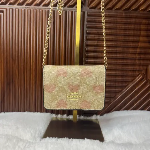 COACH Bolsa Mini Crossbody Corazones Beige