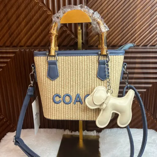 COACH Bolsa Tote Mini Beige c/Azul