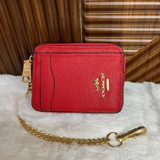 COACH Cartera Zip Card Roja