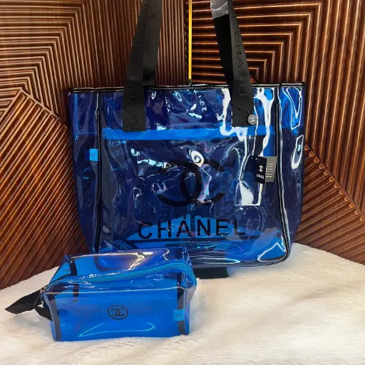 CHANEL Bolsa Tote Transparente Azul