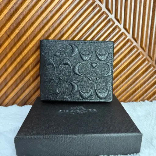 COACH Cartera Para Caballero Negra c/Relieves