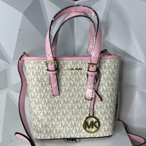 MICHAEL KORS Bolsa Travel Mini Tote Blanca con Rosa