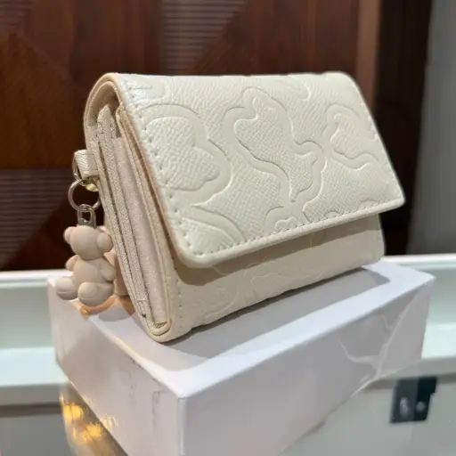 TOUS Cartera Mediana c/Colgante de Osito Blanca Hueso