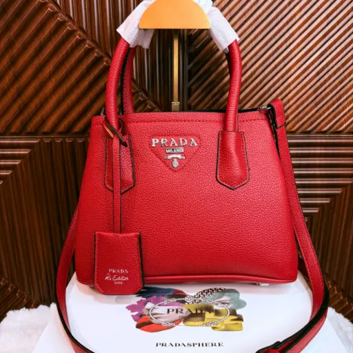 PRADA Bolsa Tote Double Saffiano Roja
