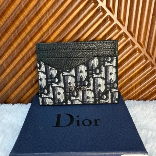 CHRISTIAN DIOR Tarjetero Negro c/Azul Holograma