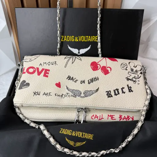 ZADIG & VOLTAIRE Bolsa Rock Graffiti Blanca