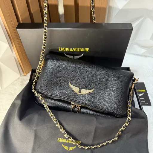 ZADIG & VOLTAIRE Bolsa Rock Swing Negra c/dorado