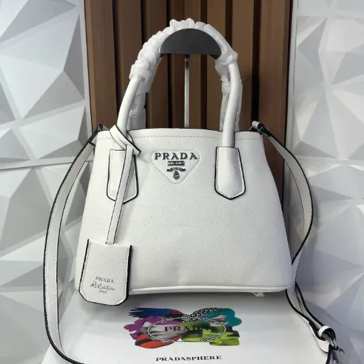 PRADA Bolsa Tote Double Saffiano Blanca