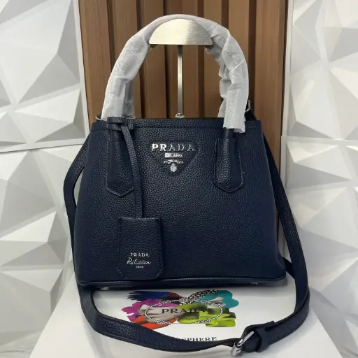 PRADA Bolsa Tote Double Saffiano Azul Marino