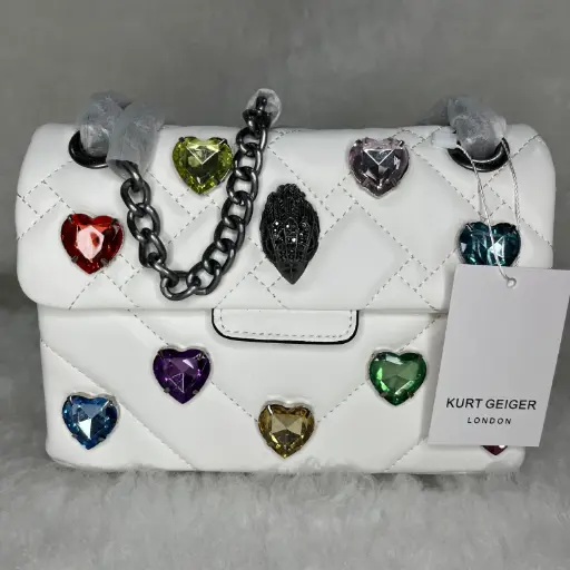 KURT GEIGER Bolsa Kensington Piedras de Corazón Blanca